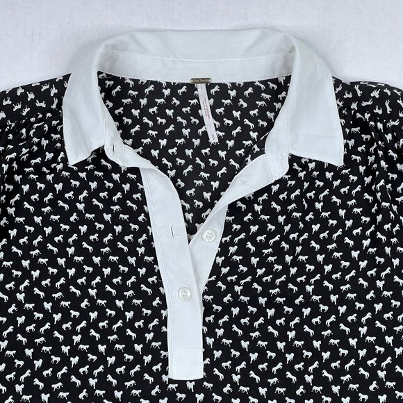 Free People Horse Print Boyfriend Blouse V-Neck Button-Down Shirt Size S - NWOT - Picture 4 of 10